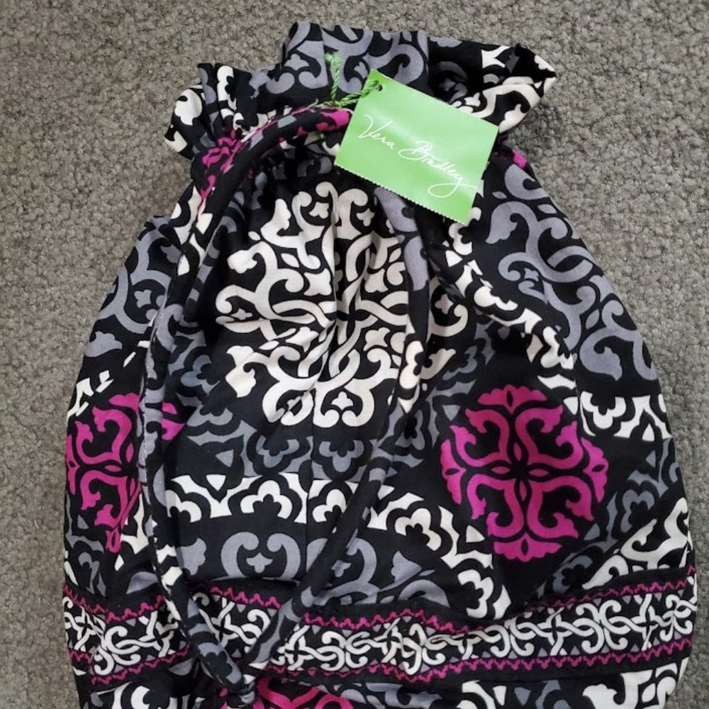 Vera Bradley Canterberry Magenta Ditty Drawstring Vinyl Lined Bag